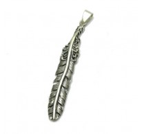 PE001243 Stylish sterling silver pendant solid 925 Feather Empress